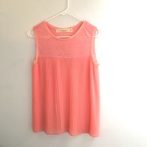 Zara Peach Pleated Sleeveless Top